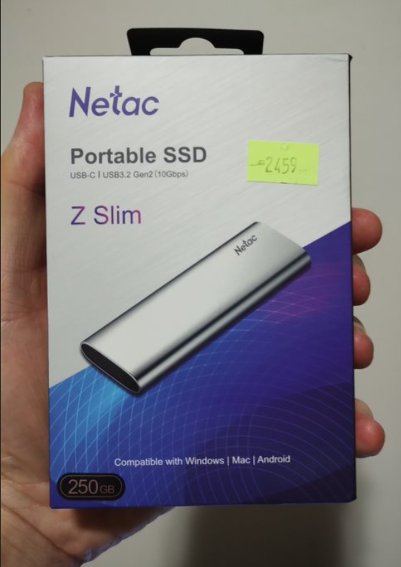 HD SSD Externo 250GB Z Slim, USB-C - Netac